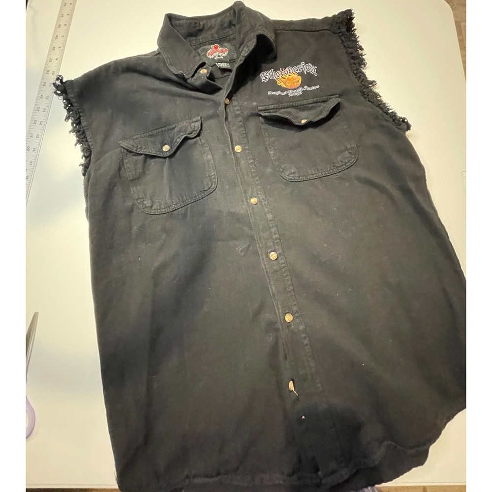 Bikers Club Biketoberfest 2012 Daytona Beach Sleeveless Denim Shirt Mens Large